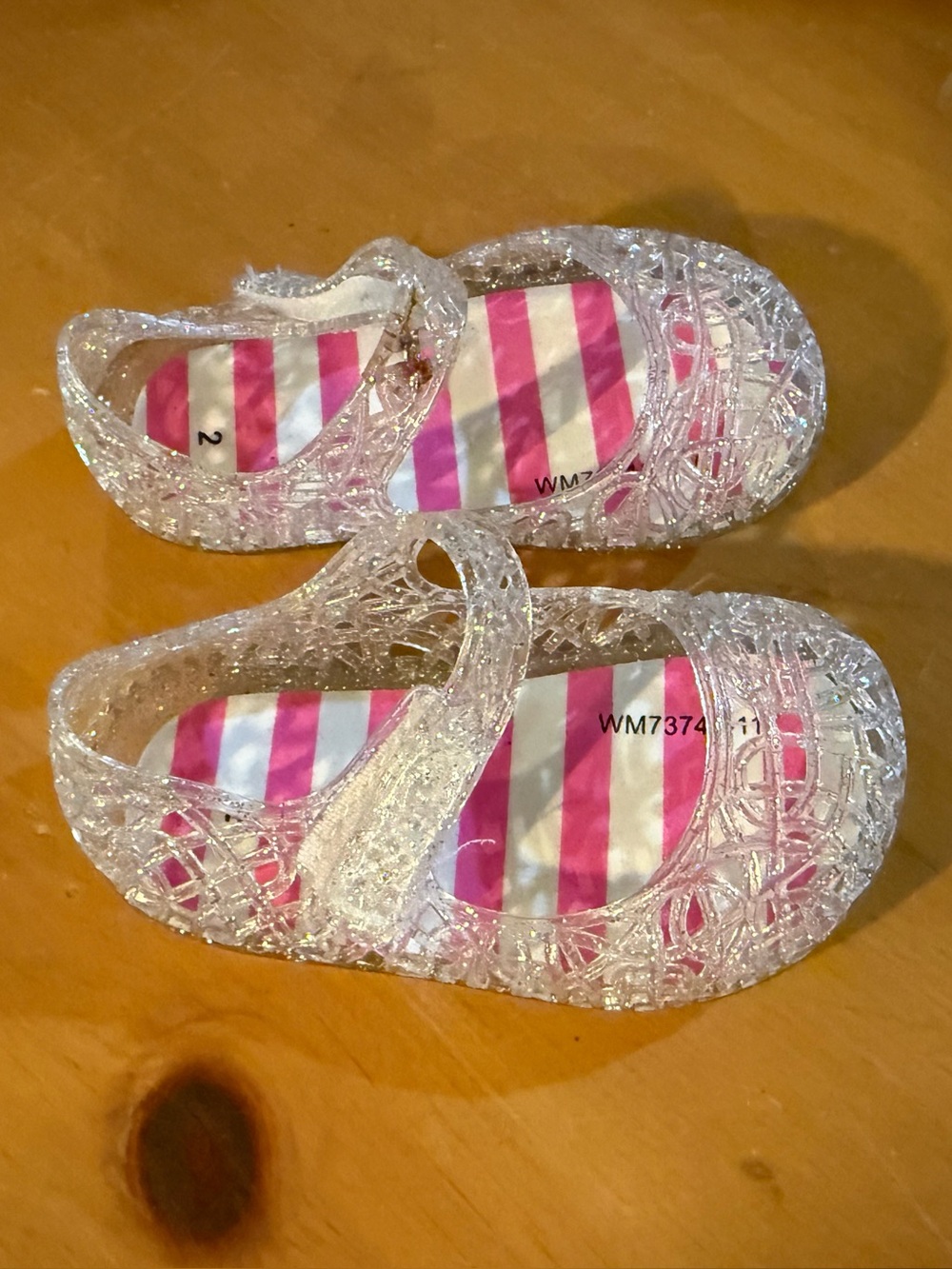Glitter Clear Jelly Mary Jane Kids Shoes - Pink/White Insole